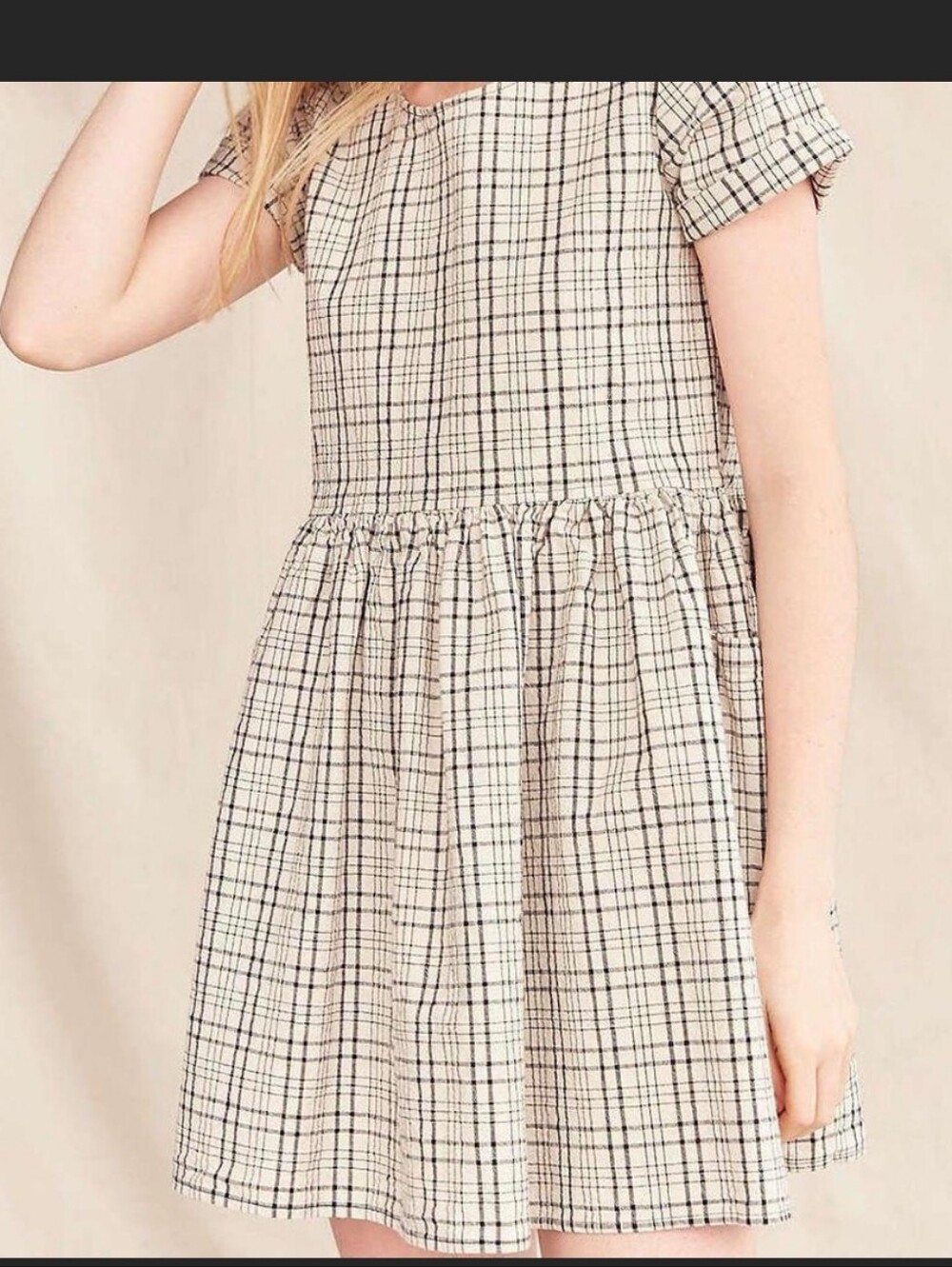 Urban Renewal Black & White Plaid Short Sleeve Dress
